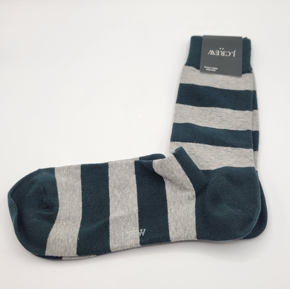 J Crew Bold stripe socks Hunter Green & Gray Stripe socks - Picture 2 of 8